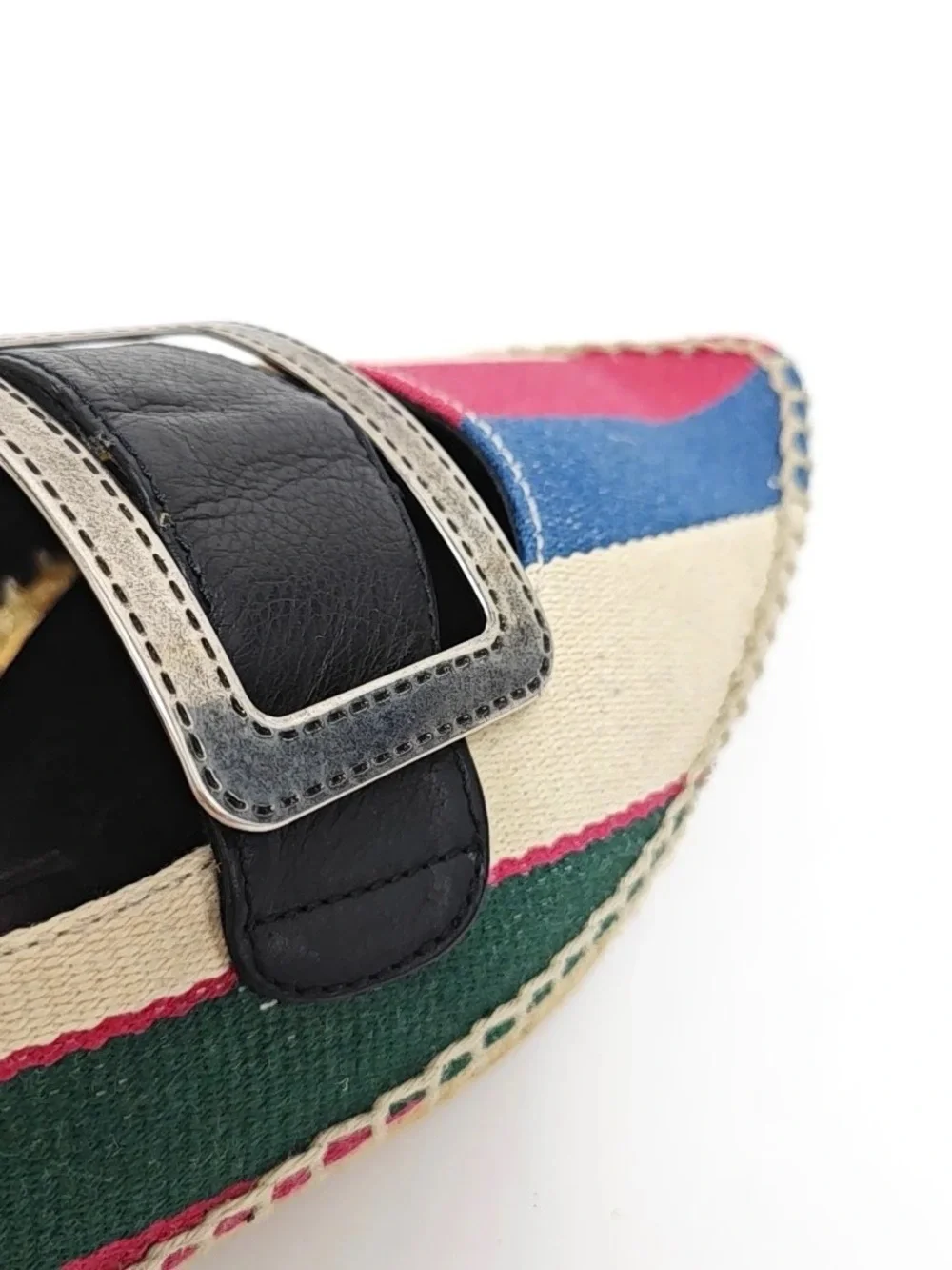 Loewe Multicolor Striped Espadrille Loafer with Black Buckle